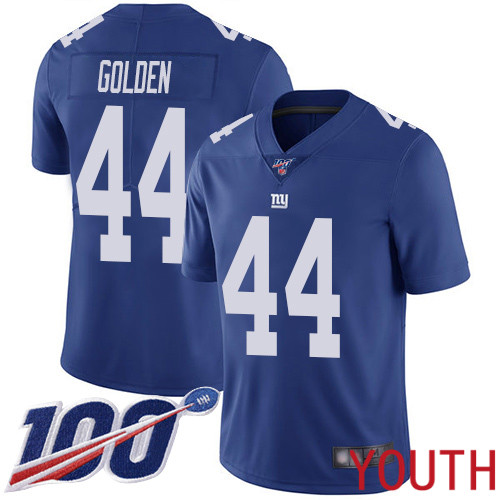 Youth New York Giants 44 Markus Golden Royal Blue Team Color Vapor Untouchable Limited Player 100th Season Football NFL Jersey